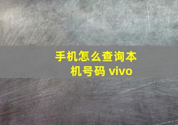 手机怎么查询本机号码 vivo